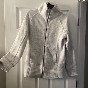 Gray Zip-Up Sweatshirt with Thumb Holes